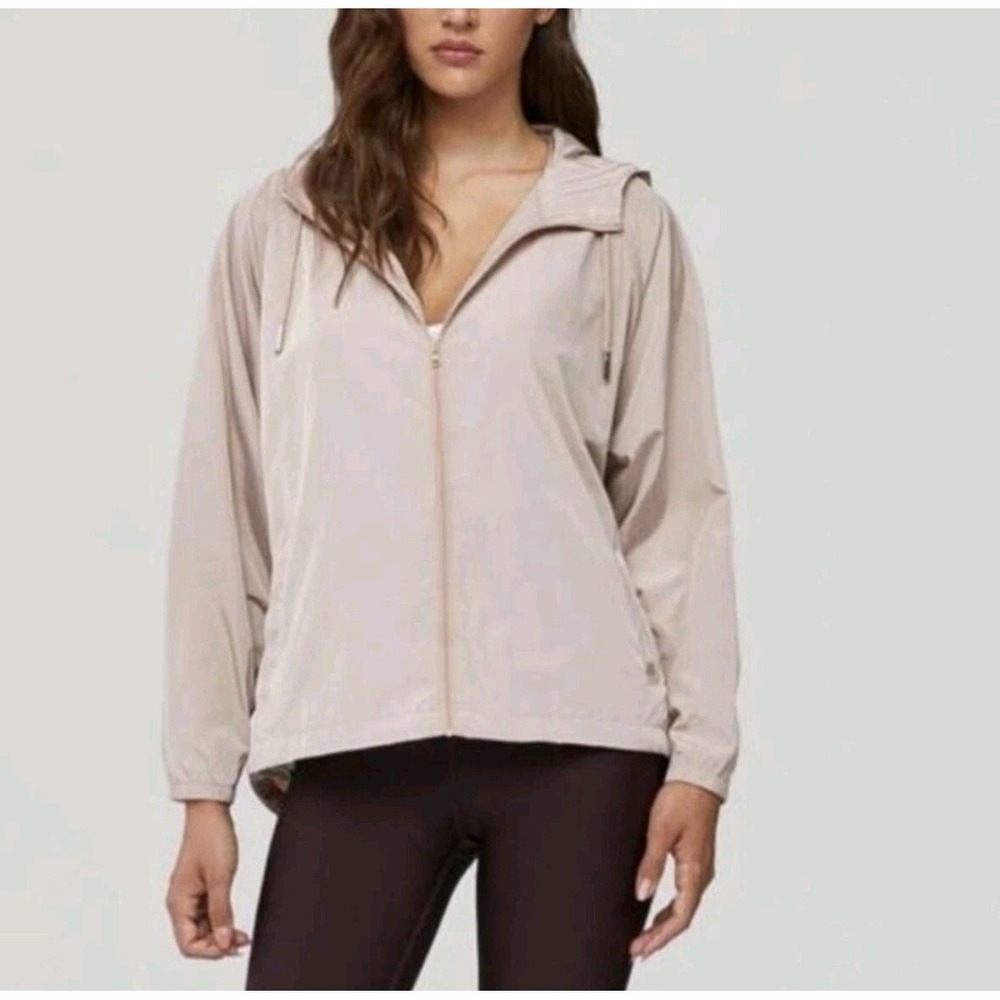 Soia & Kyo Mauve Hooded Windbreaker Jacket Lightweight Mesh Lined S/M Athleisure